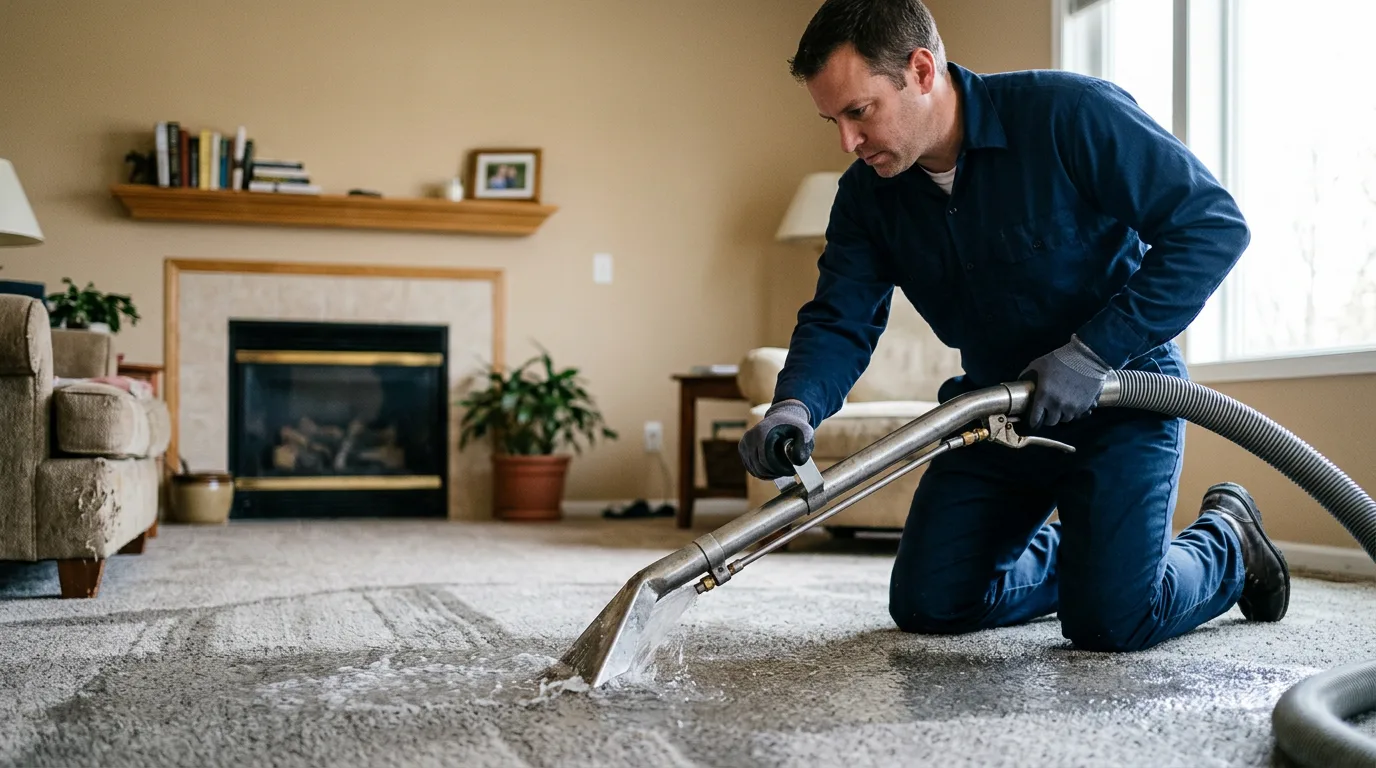 Water damage restoration technician working near Albert Lea, MN